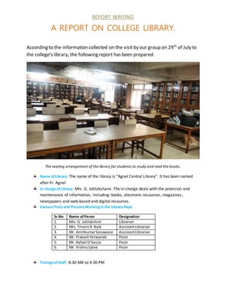 A Report on College Library. | PDF