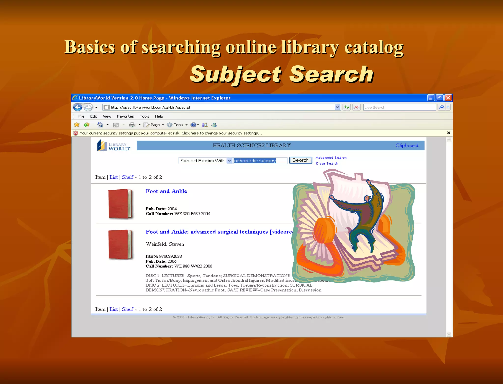 Basics of searching online library catalog   Subject Search 