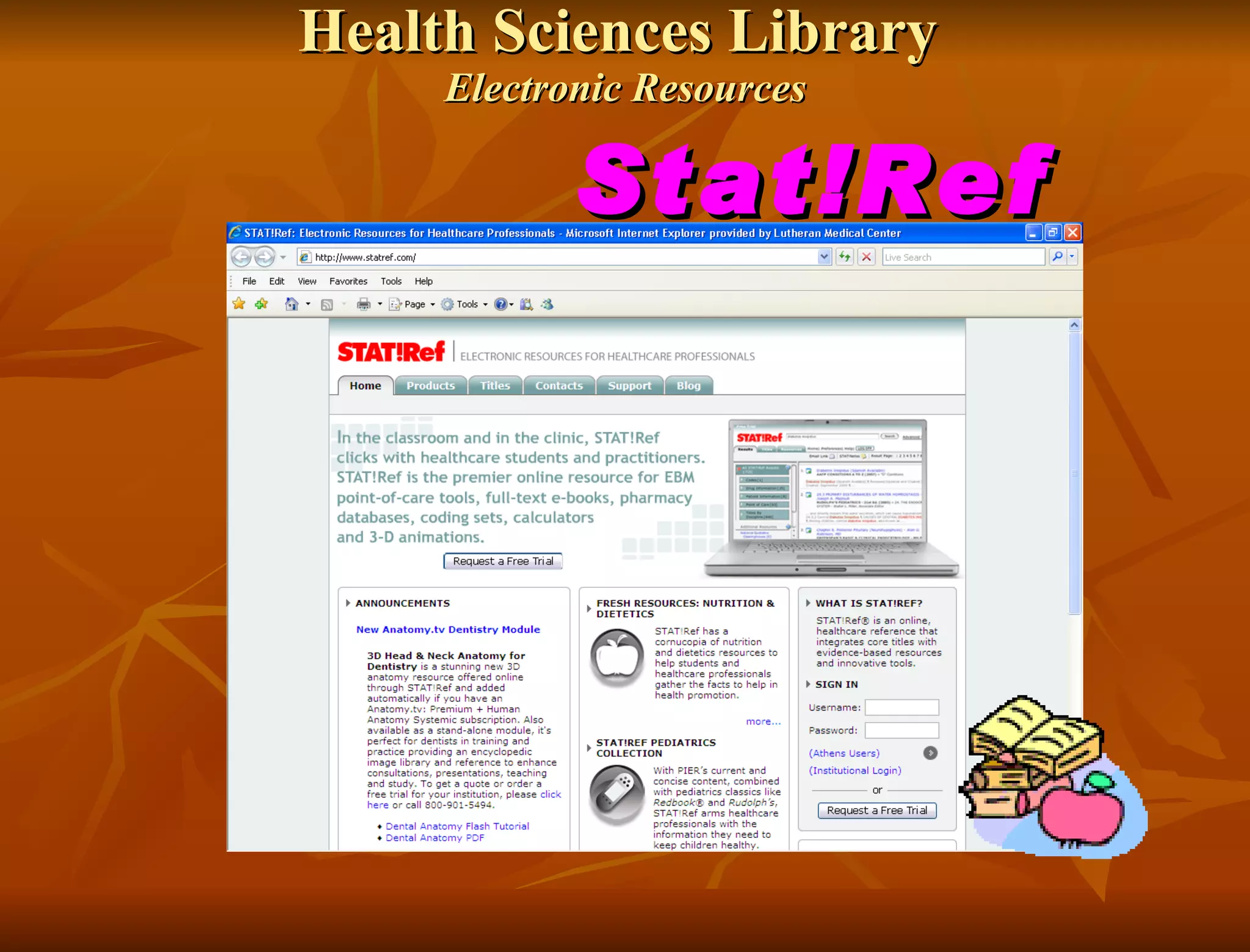 Health Sciences Library  Electronic Resources Stat!Ref 
