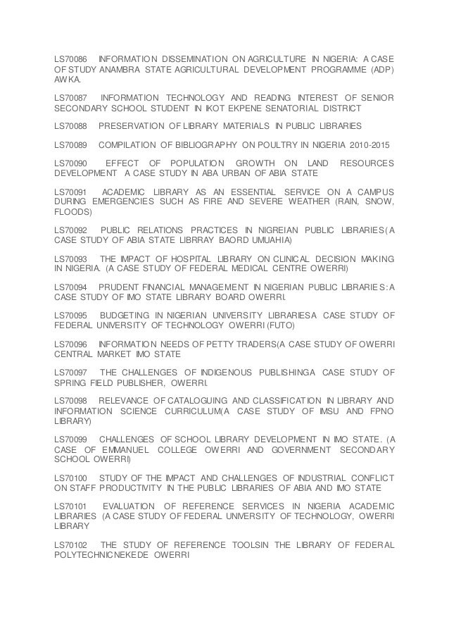 Library Science Project Library science project topics and materials | DOCX