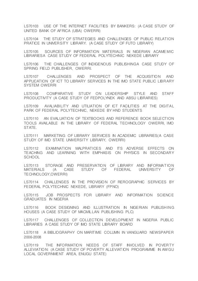 Library Science Project Library science project topics and materials | DOCX