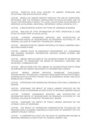 Library Problems Application LIBRARY SCIENCE PROJECT TOPICS AND MATERIALS.docx