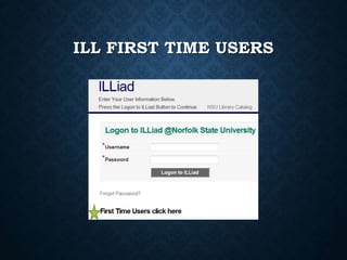 ILL FIRST TIME USERS
 