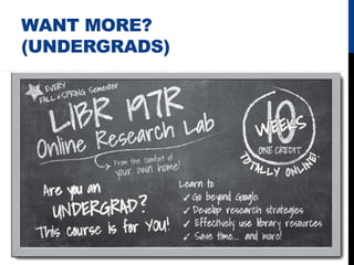 WANT MORE?
(UNDERGRADS)
 