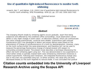 Citation counts embedded into the University of Liverpool Research Archive using the Scopus API
