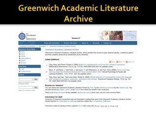 Greenwich Academic Literature Archive