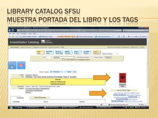 Library Catalog SFSU muestraportada del libro y los tags