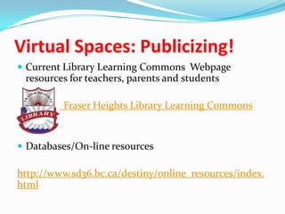 Library Learning Commons Space Library to Learning Commons | PPTX