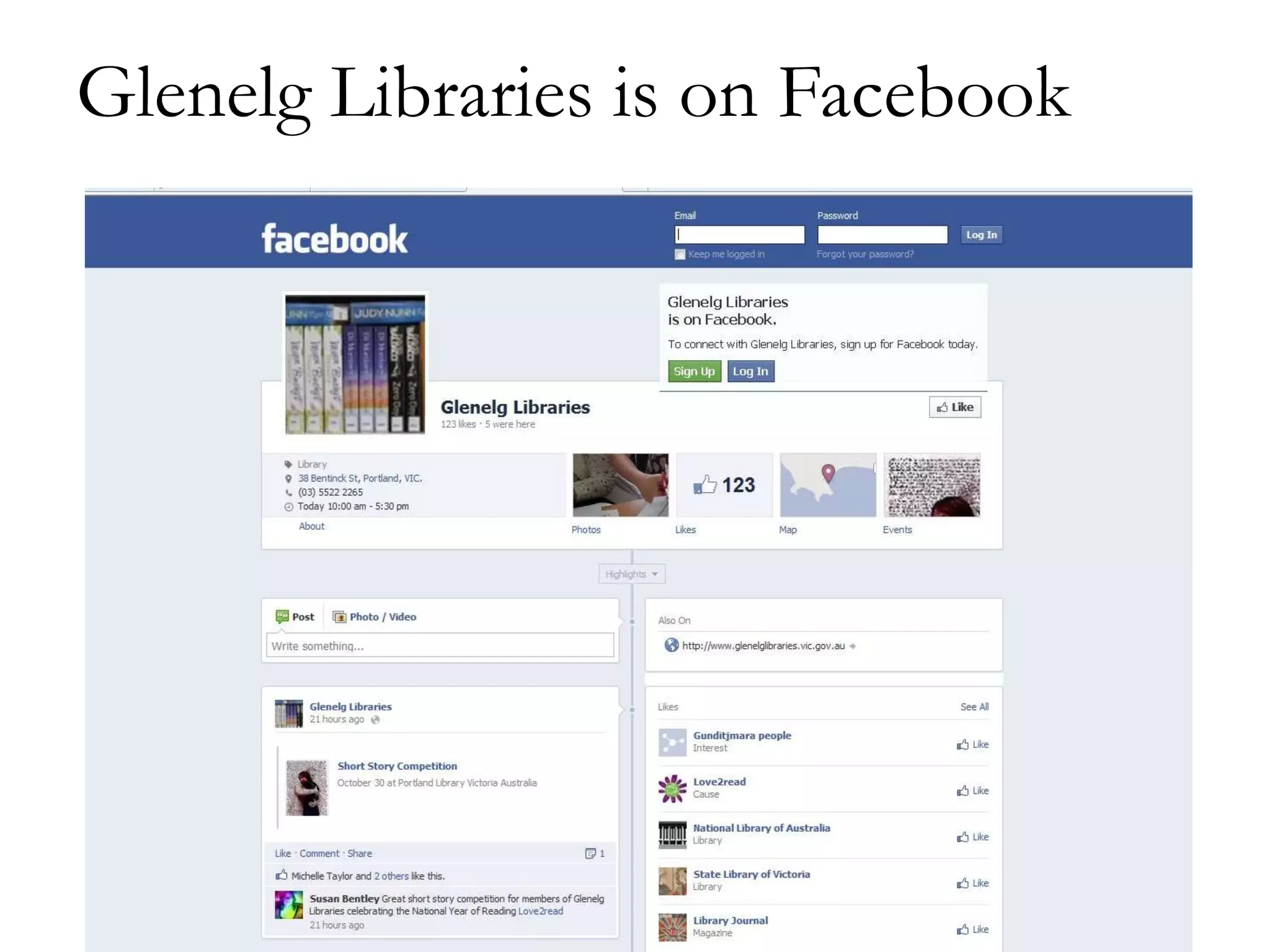 Glenelg Libraries is on Facebook

 