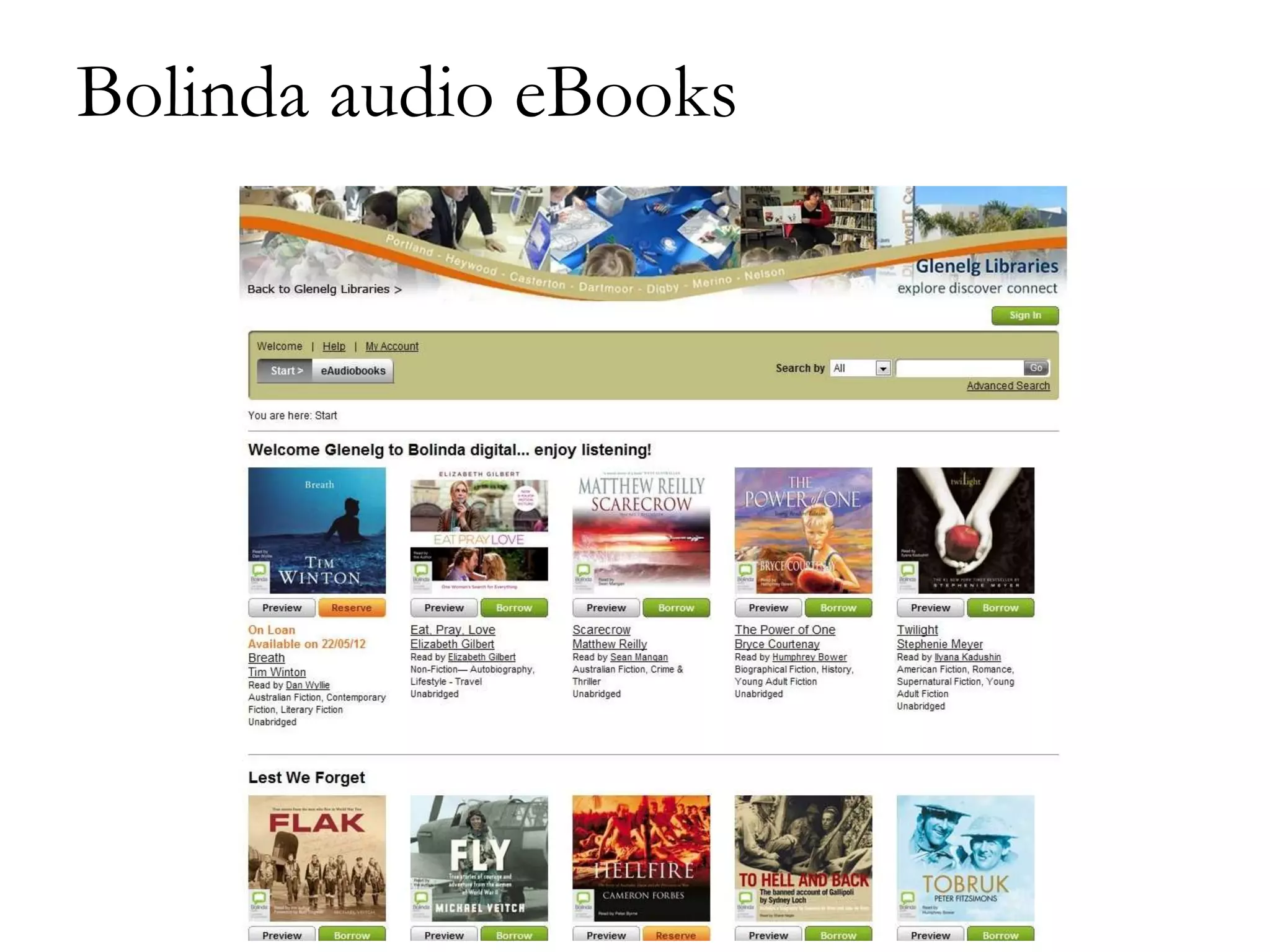 Bolinda audio eBooks

 