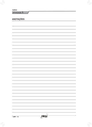 LIBR – 12
Libras
ATIVIDADE 1
ANOTAÇÕES
 