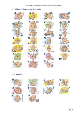 CURSO BÁSICO DA LIBRAS (LÍNGUA BRASILEIRA DE SINAIS)
___________________________________________________________________________________________
11. Alfabeto Brasileiro de Sinais
11.1 Números
________________________________________________________________________________________
Pg. 37
 