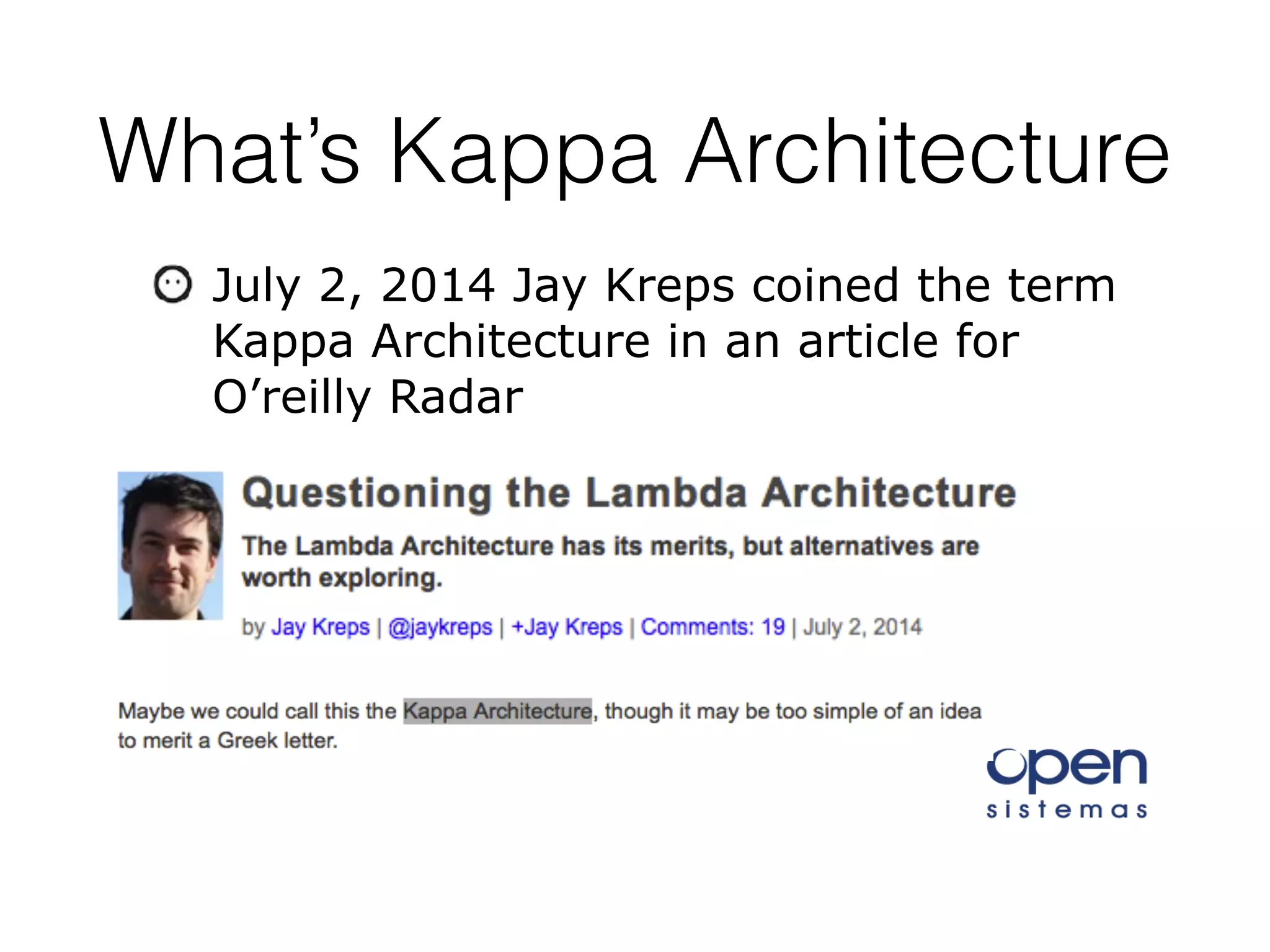Librecon 2016 bilbao: kappa architecture IoT of the cars | PDF