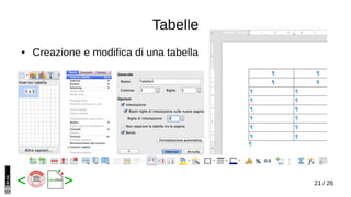 21 / 26< >
Tabelle
● Creazione e modifica di una tabella
 