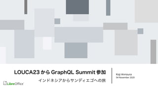 LOUCA23 から GraphQL Summit 参加
インドネシアからサンディエゴへの旅
Koji Annoura
04 November 2020
 