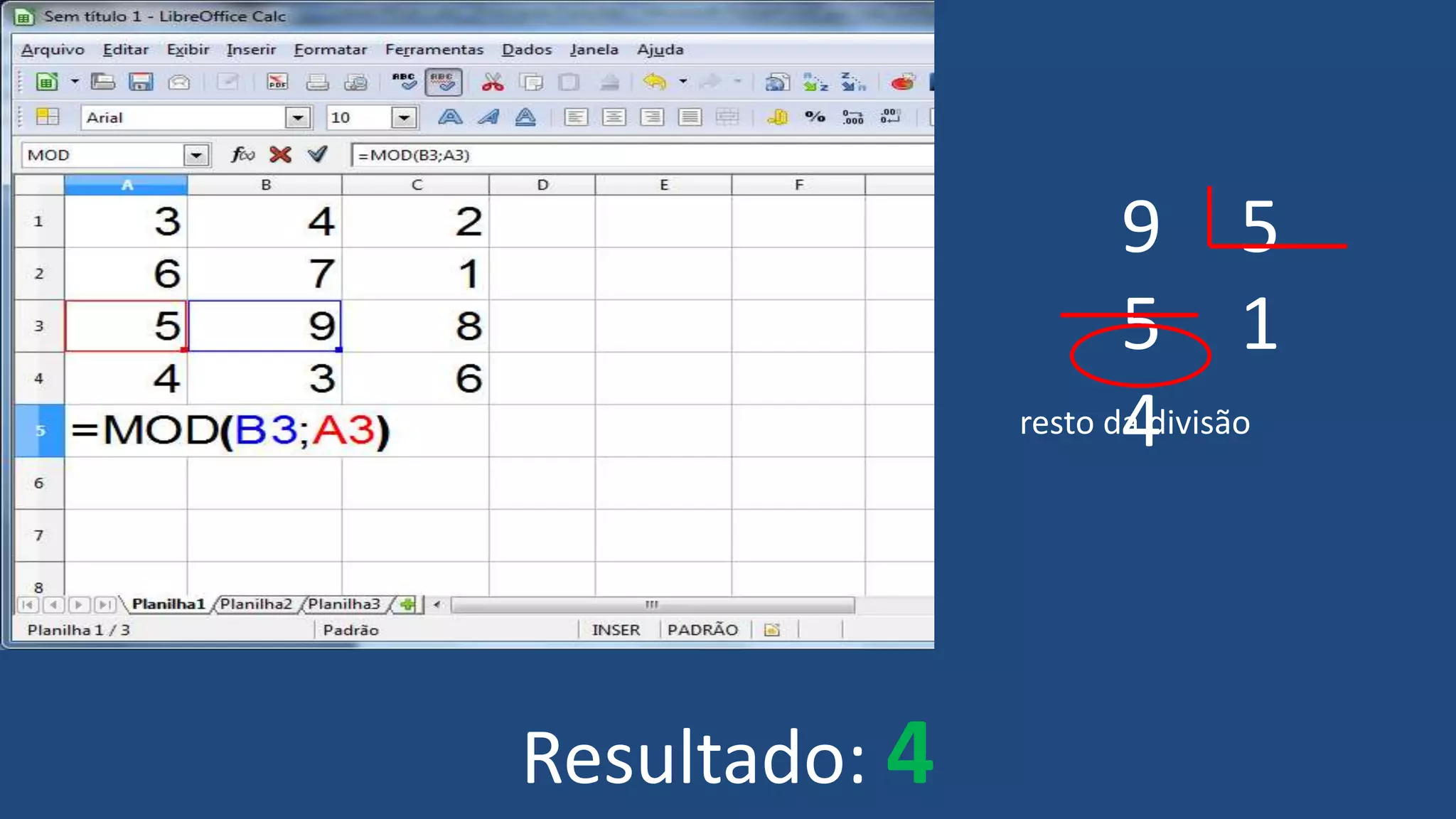 Resultado: 4
9 5
5 1
4resto da divisão
 