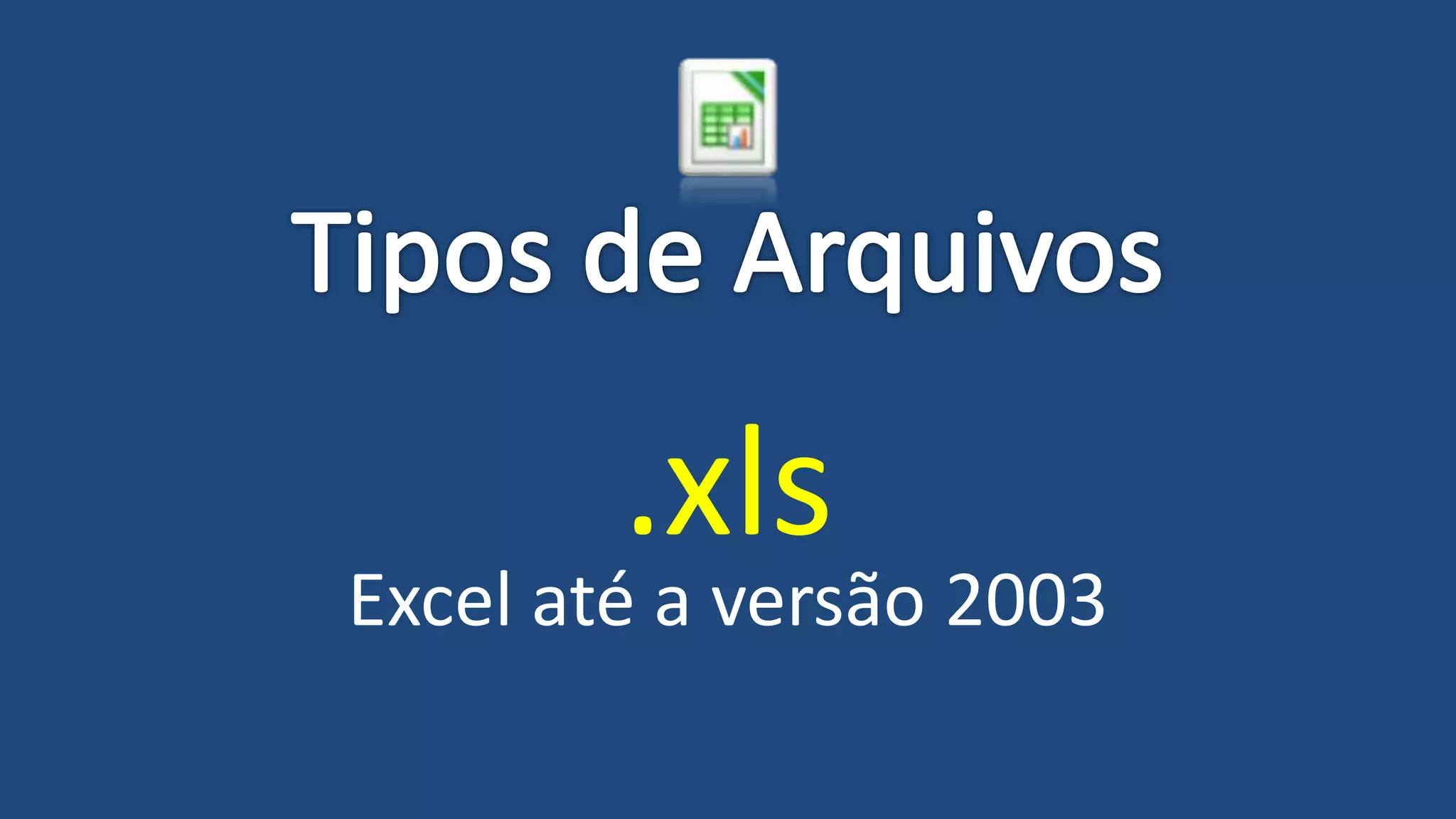 .xls
Excel até a versão 2003
 