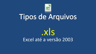 .xls
Excel até a versão 2003
 
