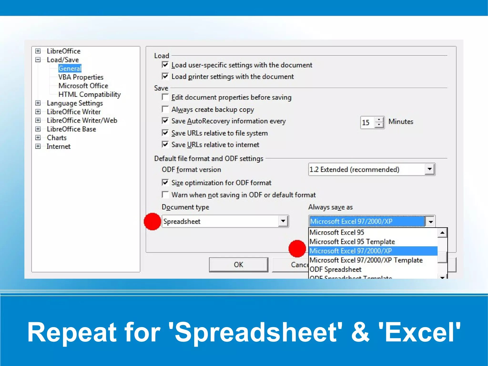 In LibreOffice, select Tools... Options... 