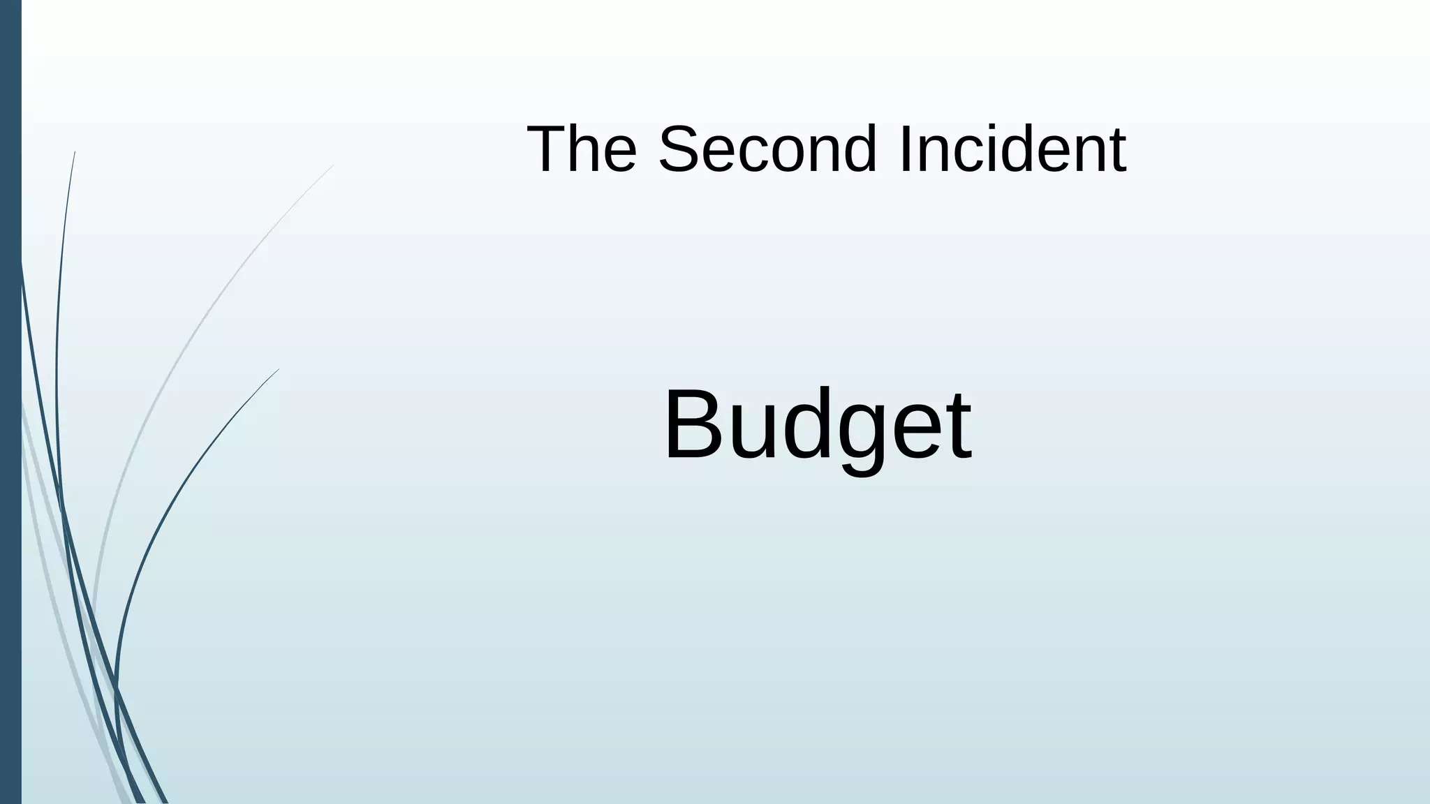 The Second Incident
Budget
 