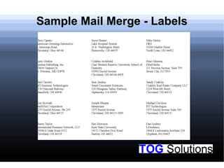 Sample Mail Merge - Labels