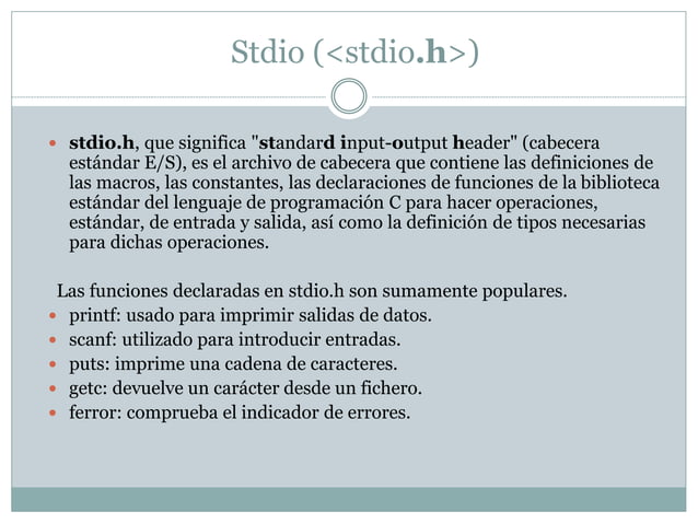 Librerias Básicas y sus Funciones Lenguaje de Programación C