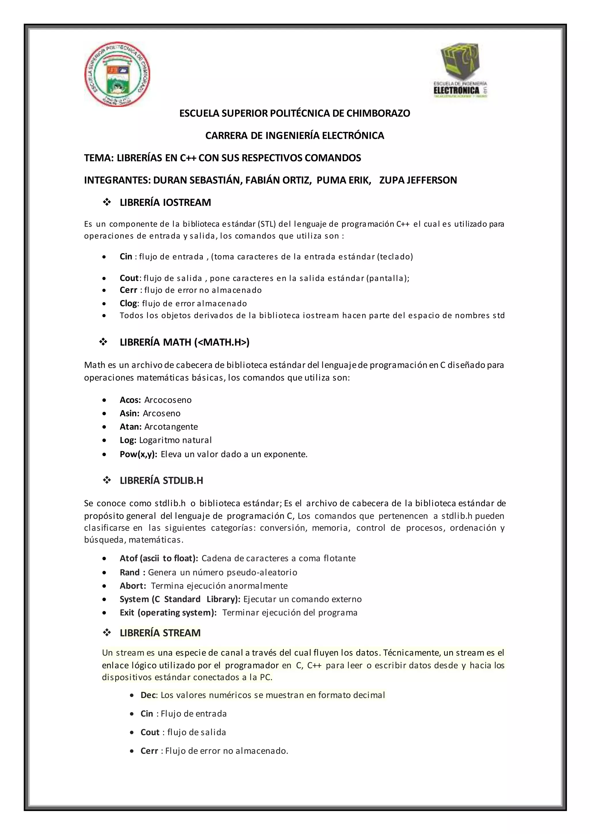 Librerias c++ | DOCX