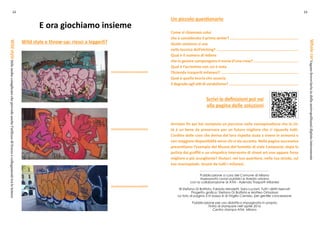 22 23
WildstyleStilemoltocomplicatocheprevedeanchel’utilizzodifrecceecollegamentitralelettere
WholecarVagoneferroviario(odellametropolitana)dipintointeramente
E ora giochiamo insieme
Wild style e throw-up: riesci a leggerli?
Scrivi le definizioni poi vai
alla pagina delle soluzioni
..........................
..........................
..........................
Un piccolo questionario
Come si chiamava colui
che è considerato il primo writer? .............................................................
Quale sostanza si usa
nella tecnica dell’etching? .........................................................................
Qual è il numero di lettere
che in genere compongono il nome d’una crew? ........................................
Qual è l’acronimo con cui è nota
l’Azienda trasporti milanesi? .....................................................................
Qual è quella teoria che associa
il degrado agli atti di vandalismo? ..............................................................
Arrivato fin qui hai compiuto un percorso nella consapevolezza che la cit-
tà è un bene da preservare per un futuro migliore che ci riguarda tutti.
L’ordine delle cose che deriva dal loro rispetto aiuta a vivere in armonia e
con maggiore disponibilità verso chi ci sta accanto. Nella pagina successiva
presentiamo l’esempio del Museo del fumetto di viale Campania: dopo la
pulizia dai graffiti e un simpatico intervento di street art non appare forse
migliore e più accogliente? Aiutaci: nel tuo quartiere, nella tua strada, sul
tuo marciapiede. Grazie da tutti i milanesi.
Pubblicazione a cura del Comune di Milano
Assessorato Lavori pubblici e Arredo urbano
con la collaborazione di ATM - Azienda Trasporti Milanesi
© Stefano Di Battista, Fabiola Minoletti, Sara Luciani. Tutti i diritti riservati
Progetto grafico: Stefano Di Battista e Matteo Ortodossi
La foto di pagina 5 in basso è di Virgilio Carnisio, per gentile concessione
Pubblicazione per uso didattico impaginata in proprio
Finita di stampare nell’aprile 2016
Centro stampa ATM, Milano
 