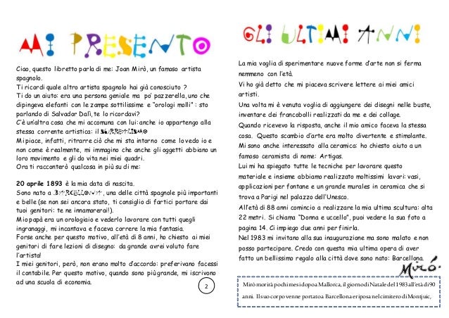 Joan Miro Spiegato Ai Bambini Libretto Di Pagine Per I Bambini