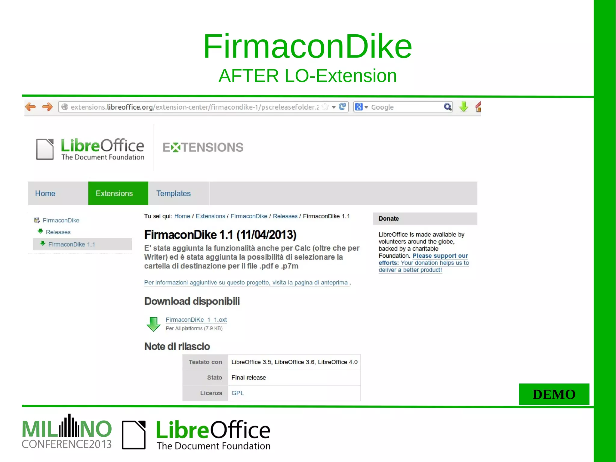 FirmaconDike
AFTER LO-Extension
DEMO
 