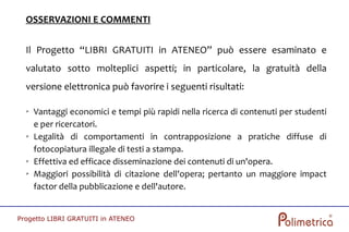 Progetto "Libri Gratuiti In Ateneo"
