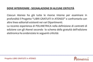 Progetto "Libri Gratuiti In Ateneo"