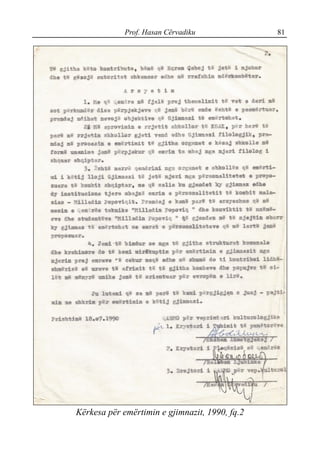 Prof. Hasan Cërvadiku 81
Kërkesa për emërtimin e gjimnazit, 1990, fq.2
 