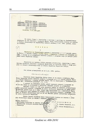 86 AUTOBIOGRAFI
Vendimi nr. 400-20/91
 