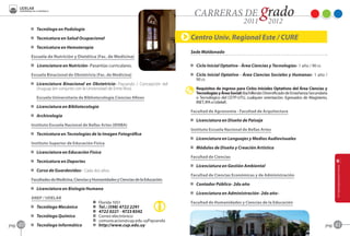 D Tecnólogo en Podología-

            D Tecnicatura en Salud Ocupacional-                                         Centro Univ. Regional Este / CURE
            D Tecnicatura en Hemoterapia-
                                                                                        Sede Maldonado
            Escuela de Nutrición y Dietética (Fac. de Medicina)

            D Licenciatura en Nutrición‑ Pasantías curriculares.                        D Ciclo Inicial Optativo ‑ Área Ciencias y Tecnologías‑ 1 año / 90 cr.

            Escuela Binacional de Obstetricia (Fac. de Medicina)                        D Ciclo Inicial Optativo ‑ Área Ciencias Sociales y Humanas‑ 1 año /
                                                                                          90 cr.
            D Licenciatura Binacional en Obstetricia- Paysandú / Concepción del
              Uruguay (en conjunto con la Universidad de Entre Ríos).                      Requisitos de ingreso para Ciclos Iniciales Optativos del Área Ciencias y
                                                                                           Tecnologías y Área Social: Bachillerato Diversificado de Enseñanza Secundaria
               Escuela Universitaria de Bibliotecología Ciencias Afines                    o Tecnológico del CETP-UTU, cualquier orientación. Egresados de Magisterio,
                                                                                           INET, IPA o UdelaR.
            D Licenciatura en Bibliotecología-
                                                                                        Facultad de Agronomía - Facultad de Arquitectura
            D Archivología-
                                                                                        D Licenciatura en Diseño de Paisaje-
            Instituto Escuela Nacional de Bellas Artes (IENBA)
                                                                                        Instituto Escuela Nacional de Bellas Artes
            D Tecnicatura en Tecnologías de la Imagen Fotográfica-
                                                                                        D Licenciatura en Lenguajes y Medios Audiovisuales-
            Instituto Superior de Educación Física
                                                                                        D Módulos de Diseño y Creación Artística-
            D Licenciatura en Educación Física-
                                                                                        Facultad de Ciencias
            D Tecnicatura en Deportes- -
                                                                                        D Licenciatura en Gestión Ambiental
            D Curso de Guardavidas- Cada dos años.
                                                                                        Facultad de Ciencias Económicas y de Administración
            Facultades de Medicina, Ciencias y Humanidades y Ciencias de la Educación
                                                                                        D Contador Público‑ 2do año
            D Licenciatura en Biología Humana-
                                                                                        D Licenciatura en Administración‑ 2do año‑
            ANEP / UDELAR
                                             A   Florida 1051                           Facultad de Humanidades y Ciencias de la Educación
            D Tecnólogo Mecánico-            O   Tel.: (598) 4722 2291
                                             O   4722 0221 - 4723 8342
            D Tecnólogo Químico-             C   Correo electrónico:
                                             C   comunicacion@cup.edu uyPaysandú
pag.   40   D Tecnólogo Informático-         B   http://www.cup.edu.uy                                                                                                pag.   41
 