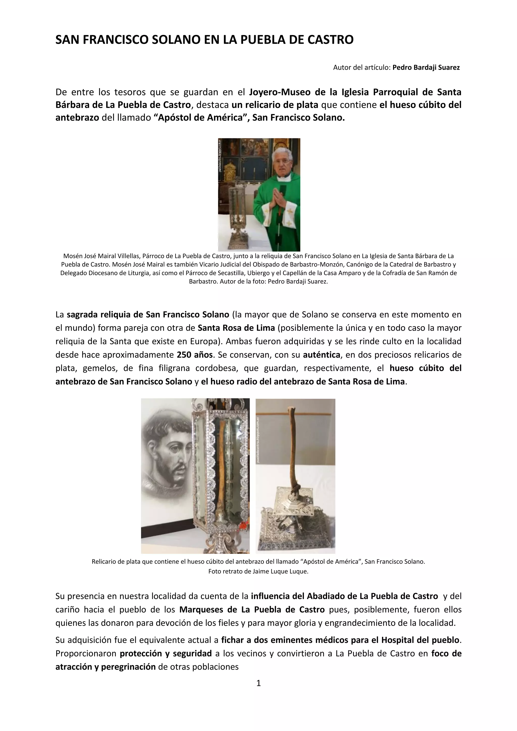 SAN FRANCISCO SOLANO EN LA PUEBLA DE CASTRO | PDF