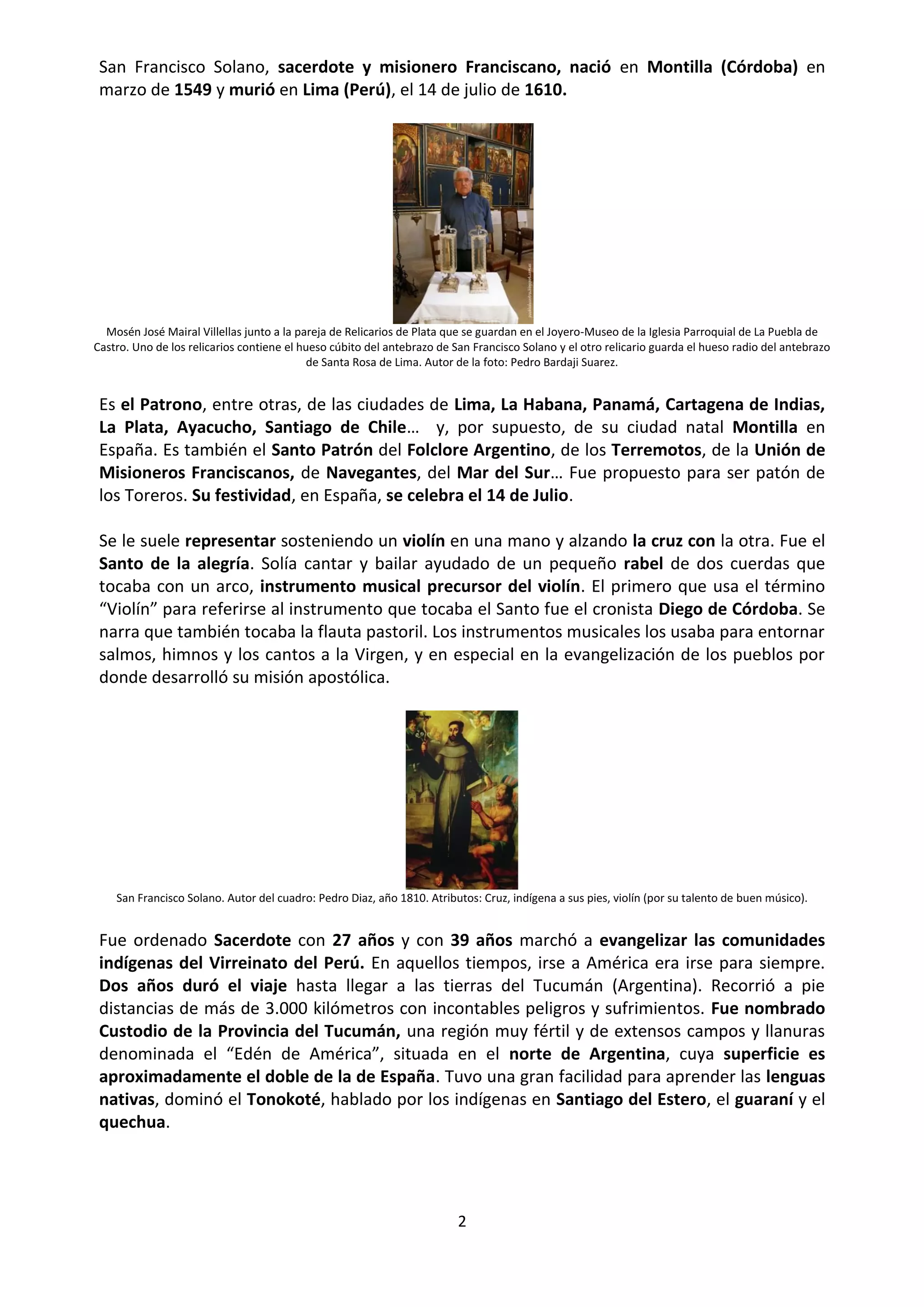 SAN FRANCISCO SOLANO EN LA PUEBLA DE CASTRO | PDF