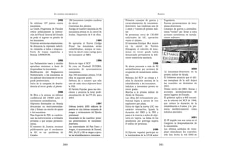 EN   LEGÍTIMA DESOBEDIENCIA                                                               ANEXOS

                             1992         188 insumisos cumplen condena           Primeros consejos de guerra y              Yugoslavia.
Se celebran 107 juicios contra            de cárcel.                              encarcelamientos de insumisos-             Nuevas presentaciones de insu-
insumisos.                                Continúan los plantes.                  desertores. Las condenas son de            misos-desertores.
La Unión Progresista de Fiscales          Huelga de hambre limitada de 46         2 años y 4 meses de prisión mili-          Consejos de guerra a antimilita-
critica públicamente la instruc-          insumisos presos en la cárcel de        tar.                                       ristas “civiles” por llevar a cabo
ción del Fiscal General del Estado        Iruñea. Dispersión de 8 de ellos.       Se presentan cerca de 130.000              acciones noviolentas en instala-
de pedir el ingreso en prisión de                                                 solicitudes de OC: operación               ciones militares.
los insumisos.                                                        1995        «tonto el último».
Primeras sentencias absolutorias.         Se aprueba el Nuevo Código              El insumiso Enrique Mur muere
Se denuncia la represión selecti-         Penal: los insumisos serán              en la cárcel de Torrero
va: campaña «o todos o ninguno».          «inhabilitados», aunque se man-         (Zaragoza), el colectivo de insu-
Envío de tropas españolas a               tiene la cárcel como castigo para       misos en tercer grado había
Bosnia: UNPROFOR.                         los insumisos al SMO.                   denunciado previamente la defi-
                                                                                  ciente asistencia sanitaria.
                              1993                                   1996
Los Parlamentos vasco y catalán           Entra en vigor el NCP.                                              1998
aprueban mociones a favor de              Se crea en Euskadi EUDIMA,              Se abren procesos a más de 40
despenalizar la insumisión.               asociación de ayuntamientos             antimilitaristas por acciones de                                        2000
Modificación del Reglamento               «insumisos» .                           ocupación de instalciones milita-          12 insumisos-desertores en la
Penitenciario: a los insumisos se         Hay 348 insumisos presos, 54 de         res.                                       prisión militar de Alcalá.
les aplicará directamente el tercer       ellos en segundo grado.                 Reforma del NCP: se rebaja a 4             El Gobierno anuncia que el últi-
grado penitenciario.                      Defensa da a conocer que sólo           años la duración mínima de la              mo reemplazo de la mili dejará
Inicio de la campaña de desobe-           uno de cada cinco objetores hace        inhabilitación a los insumisos.            los cuarteles en diciembre de
diencia al tercer grado: el plante.       la PSS.                                 Indultos a insumisos presos en             2001.
                                          El Partido Popular gana las elec-       tercer grado.                              Último sorteo del SMO: fiestas y
                            1994          ciones y anuncia la total profe-        Marcha a la prisión militar de             acciones antimilitaristas de
Se filtra a la prensa un informe          sionalización de las FF.AA. para        Alcalá de Henares.                         varios lugares del Estado.
confidencial del CESID sobre el           2003.                                   Las cifras del reclutamiento pro-          El gobierno aplica a 460 insumi-
movimiento antimilitarista.                                                       fesional bajan a menos de tres             sos la reforma del NCP de 1998,
Objetores destinados en Bosnia                                            1997    aspirantes por plaza.                      que reduce la duración de la
denuncian su instrumentaliza-             Defensa invierte 2000 millones de       Entra en vigor la nueva LOC con            inhabilitación a 4 años, y lo pre-
ción y firman un escrito de apoyo         pesetas en una intensa campaña de       carácter retroactivo. Iguala la            senta mediáticamente como
a los insumisos.                          imagen y reclutamiento del Ejército     duración del SMO y la PSS y                indultos parciales.
Plan Especial de PSS: se condicio-        profesional.                            pasa a la reserva a miles de obje-
nan las subvenciones a entidades          «Insumisión en los cuarteles»: prime-   tores en espera. La bolsa de los                                     2001
privadas a que acojan prestacio-          ras presentaciones de insumisos-        pendientes por prórroga supera             El PP impide con sus votos en el
nistas.                                   desertores.                             el millón de personas.                     Congreso la despenalización de
El ministro de Justicia reconoce          Las universidades del País Vasco y                                                 la insumisión.
públicamente que el crecimiento           Aragón, el ayuntamiento de Donosti,                                1999            Los últimos soldados de reem-
la OC es un «problema de                  PNV, EA, IU y HB se niegan a ejecu-     El Ejército español participa en           plazo abandonan los cuarteles;
Estado».                                  tar las inhabilitaciones a insumisos.   lo bombardeos de la OTAN sobre             sólo han hecho la mili 5000 de



                                    380                                                                                381
 