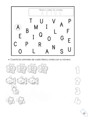 30
Cuenta los animales de cada hilera y únela con su número.
 
