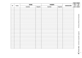 DEBE

Cuentas

HABER

Importe
Cuentas
Importe

Profesora Maricel Vairoletti

Fecha

Tercer Año – Instituto Leopoldo Lugones

N°

VARIACIÓN

76

 