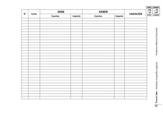 DEBE

Cuentas

HABER

Importe
Cuentas
Importe

Profesora Maricel Vairoletti

Fecha

Tercer Año – Instituto Leopoldo Lugones

N°

VARIACIÓN

77

 