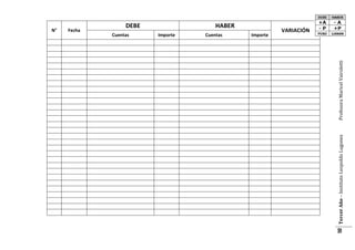 DEBE

Cuentas

HABER

Importe
Cuentas
Importe

Profesora Maricel Vairoletti

Fecha

Tercer Año – Instituto Leopoldo Lugones

N°

VARIACIÓN

91

 
