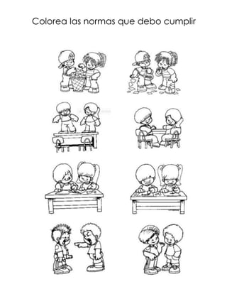 Colorea las normas que debo cumplir
 