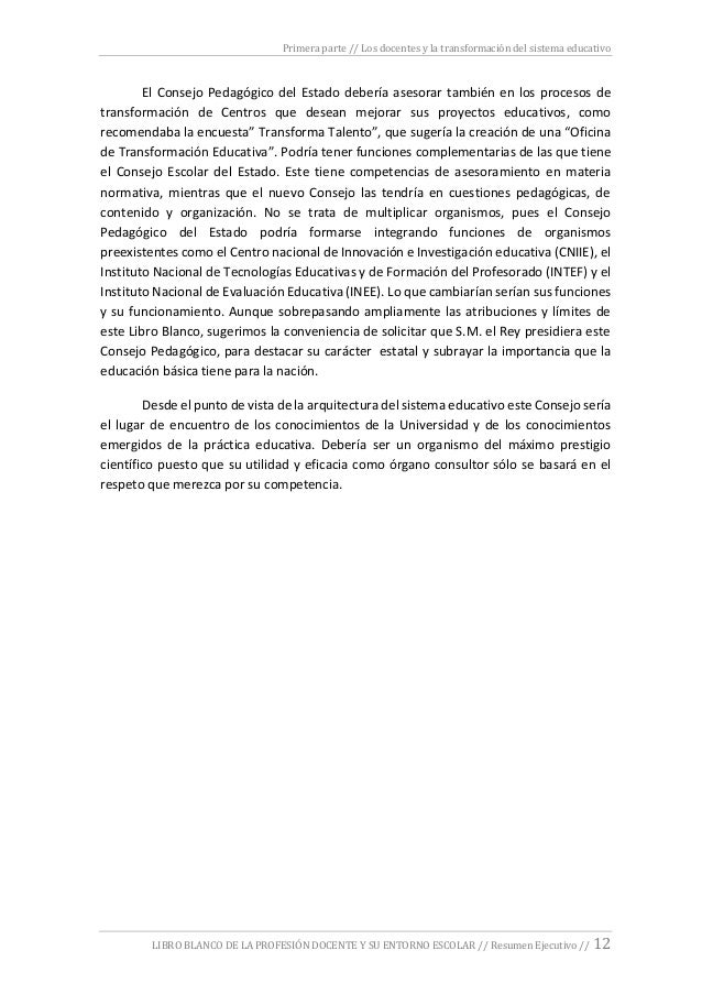 Resumen Ejecutivo Libro Blanco De La Profesión Docente Y Su - 