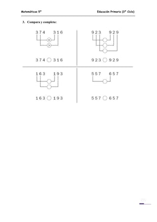 Matemáticas 5º Educación Primaria (3º Ciclo)
6
3. Compara y completa:
 