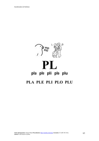 Autodictados de Sinfones
Autor pictogramas: Sergio Palao Procedencia: http://catedu.es/arasaac/ Licencia: CC (BY-NC-SA)
Autora: Lola García Cucalón
63
PLpla ple pli plo plu
PLA PLE PLI PLO PLU
 