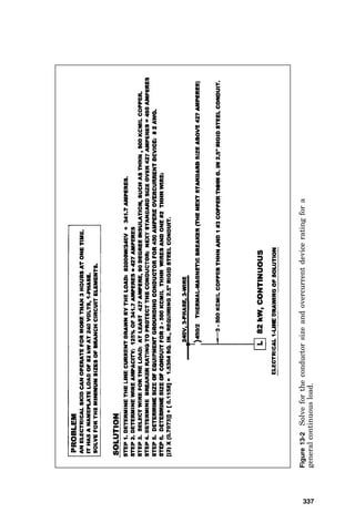 motor circuit in the event of a motor ground fault, and the 87
differential relay set trips the motor circuit in the event of a
fault within the motor circuit zone. The 50, 49S, and 49 relays
must be set individually for each type and size of motor, and
these are often contained within one overall computer-based
static relay package along with many other relays.
Overcurrent Devices 333
Figure 12-6 Solve for relay selection and connections for the protection
of a large induction motor.
 
