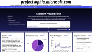 projectsophia.microsoft.com
El Proyecto Sophia de Microsoft es un "canvas" para la investigación empresarial impulsado por IA en el que se puede realizar cualquier pregunta sobre cualquier ámbito empresarial de una organización.
 