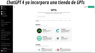 ChatGPT 4 ya incorpora una tienda de GPTs
 