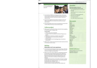 competitive (adj) determined
by a competition (between
applicants)
2 A second dose ofMMRis normally given before school entry
but can be given routinely at any time from three months after
the first dose. Is it better to wait three months? Is there any
reason for this?
3 Do you know what the immunization schedule is in the UK?
What are the differences between this and the one in your
own country?
4 Does immunization cause concern among parents in your home
country? Why? How do you overcome this unease?
Culture project
1 Work in pairs. Decide which ofthese statements about applying
for work you agree or disagree with.
In my country
1 finding a job is very competitive.
2 it is not considered acceptable to talk about things you are
good at.
3 talking about weaknesses would be a sign offailure.
4 reflecting about your work would be considered
a waste oftime.
5 discussing gaps in one's knowledge helps one's personal
development.
2 Work in pairs. Compare and contrast the culture ofjob interviews
in UK and your home country.
Writing
Reflecting on one's own experiences
Part ofthe personal development aspect oftraining is reflecting
on your own experience. Work in groups. Make a list ofnouns to
cover your strengths and weaknesses.
2 Work on your own. Choose a difficult or challenging experience
you have had recently relating to dealing with a child or the
parents ofa child. Write a short reflective description ofwhat
happened. Note that this should be totally aboutyour own
experience and notfrom a textbook. Use these questions as
headings.
o What made the experience memorable and worth recording?
o What effect did the experience have on you andthe patient?
Did it affect your colleagues? How?
o What did you learn from the experience?
o What would you do differently if you had a similar case?
Parents and young children 73
Checklist
Assess your progress in this unit.
Tick (V) the statements which are true.
I can understand and use non-technical
language.
I can ask use the First Conditional for real
future events.
I can use the Second Conditional for
reassurance and reflection.
I can reassure parents.
I can reflect about my performance.
Key words
Nouns
croup
immunization
job application
process
reassurance
reflection
scenario
sensitivity
strength
weakness
Verbs
not be yourself
run (a temperature)
shy away from
Adjectives
efficient
honest
patient
reliable
respectful
sensitive
Useful reference
Oxford Handbook of General Practice
2nd edition, Simon et al,
ISBN 978-0-19-856581-9
 
